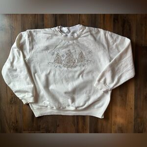 Decorated Originals Rhinestone Christmas Trees Sweatshirt Holiday Cozy Large